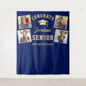Moderner Navy Blue Abschluss 4 Foto Stand Hintergr Wandteppich (Vorderseite)