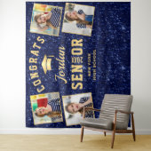 Moderner Navy Blue Abschluss 4 Foto Stand Hintergr Wandteppich (Beispiel)