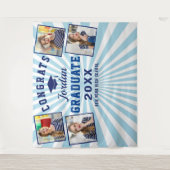 Moderner Navy Blue Abschluss 4 Foto Stand Hintergr Wandteppich (Vorderseite)