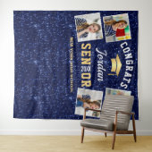 Moderner Navy Blue Abschluss 4 Foto Stand Hintergr Wandteppich (Beispiel (Horizontal))