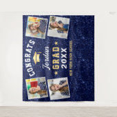 Moderner Navy Blue Abschluss 4 Foto Stand Hintergr Wandteppich (Vorderseite)