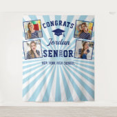 Moderner Navy Blue Abschluss 4 Foto Stand Hintergr Wandteppich (Vorderseite)