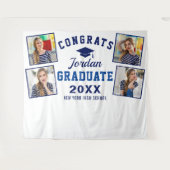 Moderner Navy Blue Abschluss 4 Foto Stand Hintergr Wandteppich (Vorderseite (Horizontal))