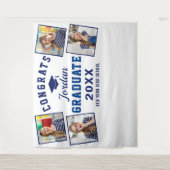 Moderner Navy Blue Abschluss 4 Foto Stand Hintergr Wandteppich (Vorderseite)