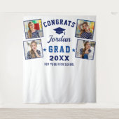 Moderner Navy Blue Abschluss 4 Foto Stand Hintergr Wandteppich (Vorderseite)