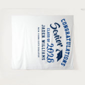 Moderner Navy Blue Abschluss Foto Stand Hintergrun Wandteppich (Vorderseite (Horizontal))