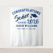 Moderner Navy Blue Abschluss Foto Stand Hintergrun Wandteppich (Vorderseite)