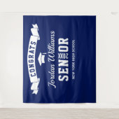 Moderner Navy Blue Abschluss Foto Stand Hintergrun Wandteppich (Vorderseite)