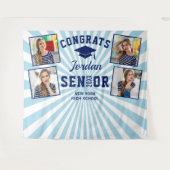 Moderner Navy Blue Abschluss Foto Stand Hintergrun Wandteppich (Vorderseite (Horizontal))