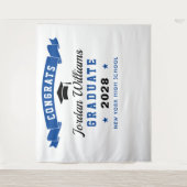 Moderner Navy Blue Abschluss Foto Stand Hintergrun Wandteppich (Vorderseite)