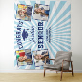 Moderner Navy Blue Abschluss Foto Stand Hintergrun Wandteppich (Beispiel)