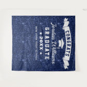 Moderner Navy Blue Abschluss Foto Stand Hintergrun Wandteppich (Vorderseite (Horizontal))