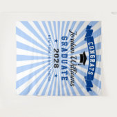 Moderner Navy Blue Abschluss Foto Stand Hintergrun Wandteppich (Vorderseite (Horizontal))