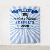 Moderner Navy Blue Abschluss Foto Stand Hintergrun Wandteppich (Vorderseite)