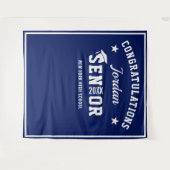 Moderner Navy Blue Abschluss Foto Stand Hintergrun Wandteppich (Vorderseite (Horizontal))