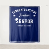 Moderner Navy Blue Abschluss Foto Stand Hintergrun Wandteppich (Vorderseite)