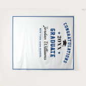 Moderner Navy Blue Abschluss Foto Stand Hintergrun Wandteppich (Vorderseite (Horizontal))