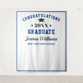 Moderner Navy Blue Abschluss Foto Stand Hintergrun Wandteppich (Vorderseite)