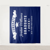 Moderner Navy Blue Abschluss Foto Stand Hintergrun Wandteppich (Vorderseite)
