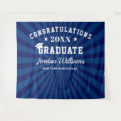 Moderner Navy Blue Abschluss Foto Stand Hintergrun Wandteppich (Vorderseite (Horizontal))