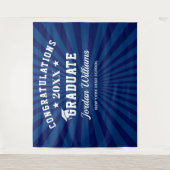 Moderner Navy Blue Abschluss Foto Stand Hintergrun Wandteppich (Vorderseite)