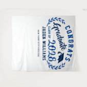 Moderner Navy Blue Abschluss Foto Stand Hintergrun Wandteppich (Vorderseite (Horizontal))