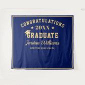 Moderner Navy Blue Abschluss Foto Stand Hintergrun Wandteppich (Vorderseite (Horizontal))