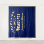 Moderner Navy Blue Abschluss Foto Stand Hintergrun Wandteppich (Vorderseite)