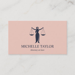 Moderner Navy Blue Blush Pink Anwalt Visitenkarte