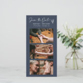 Moderner Navy Blue Boho Foto Booth Strip QR Code Save The Date (Stehend Vorderseite)