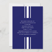 Moderner Navy Blue Boy Foto Abschluss Ankündigung (Rückseite)