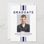 Moderner Navy Blue Boy Foto Abschluss Ankündigung (Vorderseite)