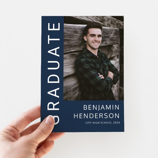 Moderner Navy Blue Foto Abschluss Ankündigung