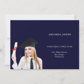 Moderner Navy Blue Foto Collage Abschluss Ankündigung (Rückseite)