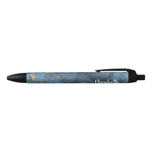 Moderner Navy Blue Gold Agate Geode Pen Kugelschreiber (Oberseite)