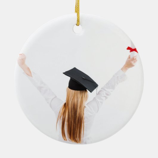 Moderner Navy Blue Gold Grad Cap Abschluss Keramik Ornament (Hinten)