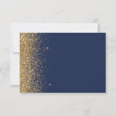 Moderner Navy Blue Gold Imitat Glitzer Edge RSVP Karte (Rückseite)