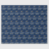 Moderner Navy Blue Graduate individueller Abschlus Geschenkpapier (Flach)