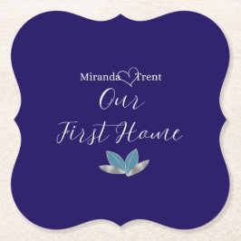 Moderner Navy Blue Housewarming Untersetzer