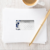 Moderner Navy Blue Silver Ballon Glitzer Geburtsta Adressaufkleber (Insitu)