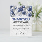 Moderner Navy Blue Silver Ballon Glitzer Geburtsta Dankeskarte (Stehend Vorderseite)