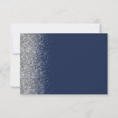Moderner Navy Blue Silver Imitats Glitzer Edge RSVP Karte (Rückseite)