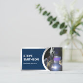 Moderner Navy Blue Steel Schweißfabrikator Welder Visitenkarte (Stehend Vorderseite)