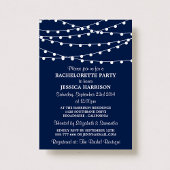 Moderner Navy Blue String Lights Junggeselinnen-Ab Einladung