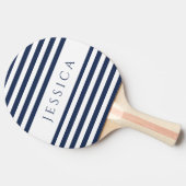 Moderner Navy Blue Strip Individuelle Name Tischtennis Schläger (Seitenansicht)