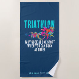 Moderner Navy Blue Triathlon Sport Spaß Bold Typo Strandtuch