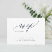 Moderner Navy Blue White Simple Wedding QR CODE RSVP Karte (Stehend Vorderseite)