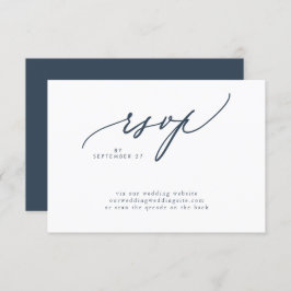 Moderner Navy Blue White Simple Wedding QR CODE RSVP Karte