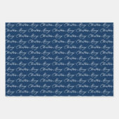 Moderner Navy Blue & White Weihnachtsbaum & Ribbon Geschenkpapier Set (Vorderseite)