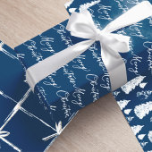 Moderner Navy Blue & White Weihnachtsbaum & Ribbon Geschenkpapier Set